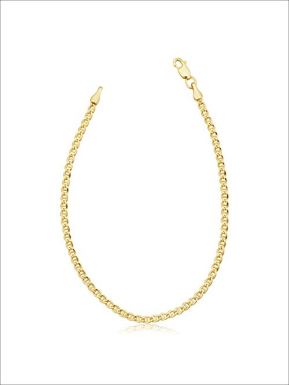 14k Gold Filled Mariner Link Ankle Bracelet 2.55mm 10in